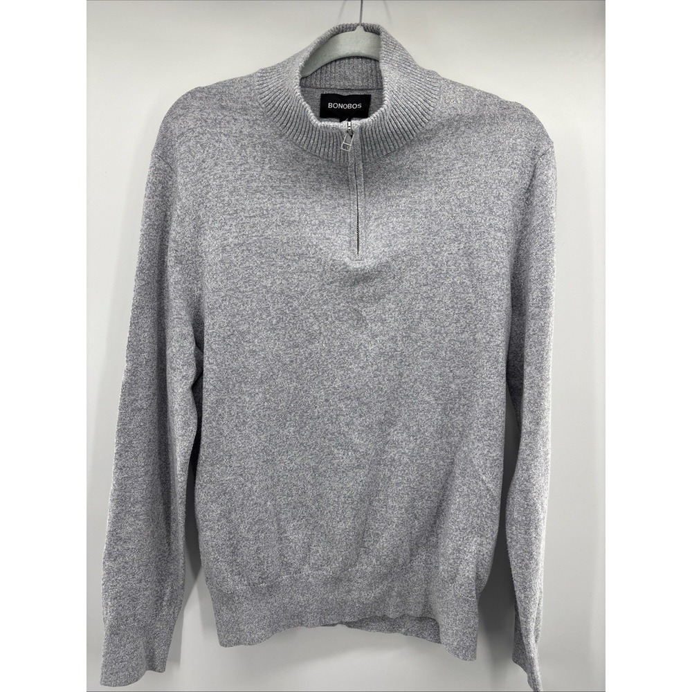 Bonobos 1/4 Zip Sweater Mens‎ Heather Gray Small Pullover Cashmere Blend